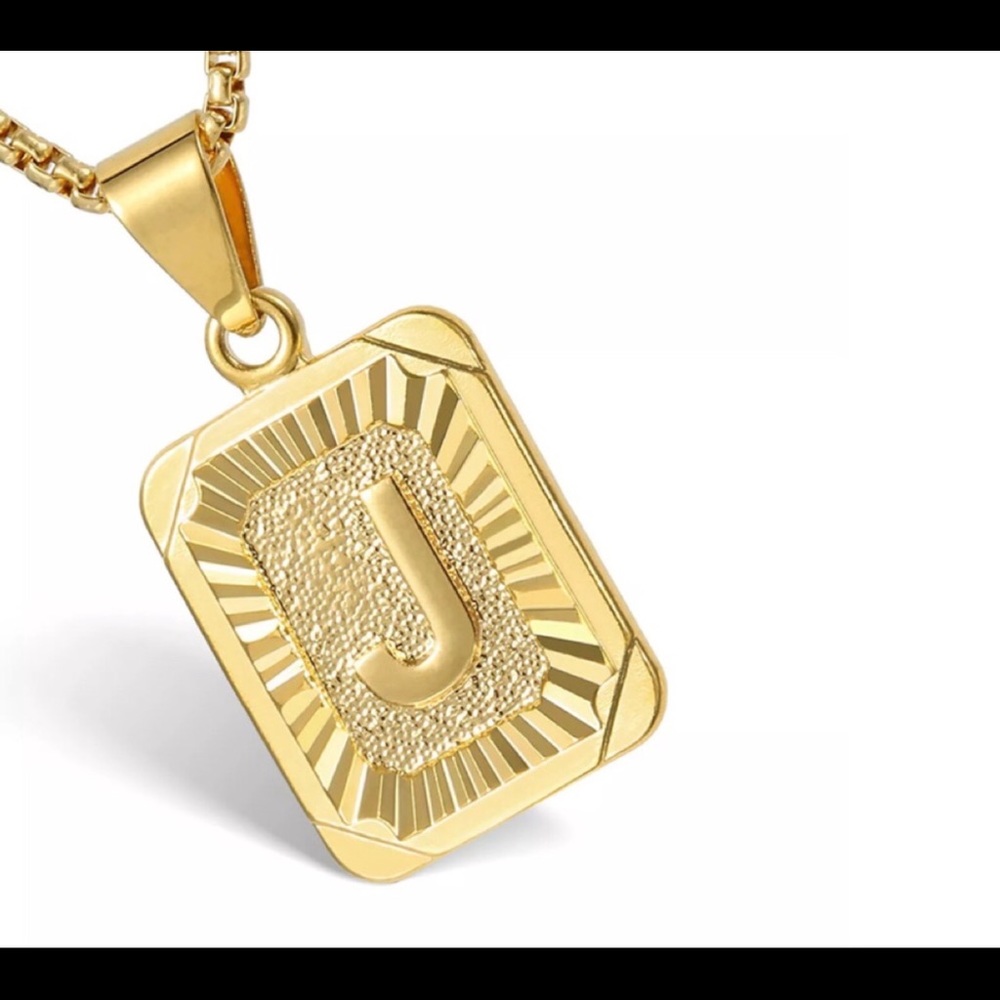 Gold Filled Letter J Pendant 20” Long Necklace